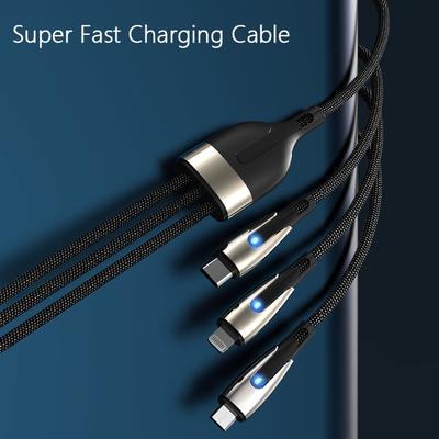 100W Three In One Fast Charging Data Cable Suitable For iPhone Phones, Huawei 5A Super Fast Charging, Xiaomi Type-C Oppo Cable