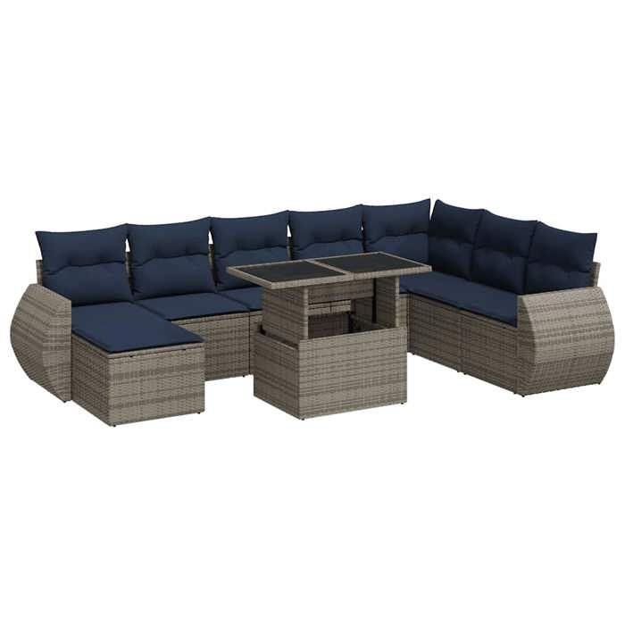 VidaXL Ensemble de canapés de jardin 9 pcs et coussins rotin acacia 3326692