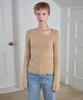 Simeteuligpeosenteu Unbalanced Neckline Knit Top / Beige