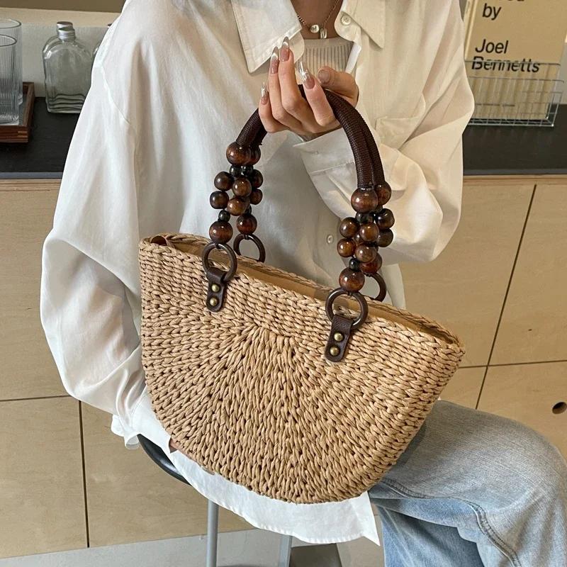 Fashion New Straw Bag Large Capacity Summer Hand Woven Rural Style Women's Shoulder Bags Versatile Style Trend Handbag