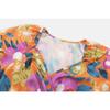 Women's Summer V-Neck Printed Beach Dress Lantern Sleeve Short Dresses