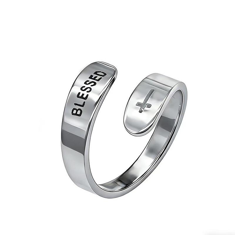 Retro Open Stainless Steel 'I Am Enough' Double Layer Ring for Women