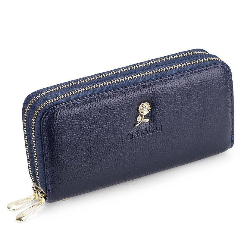 Korean Style Large Capacity Double Zipper Ladies Long Clutch Wallet and Coin Purse