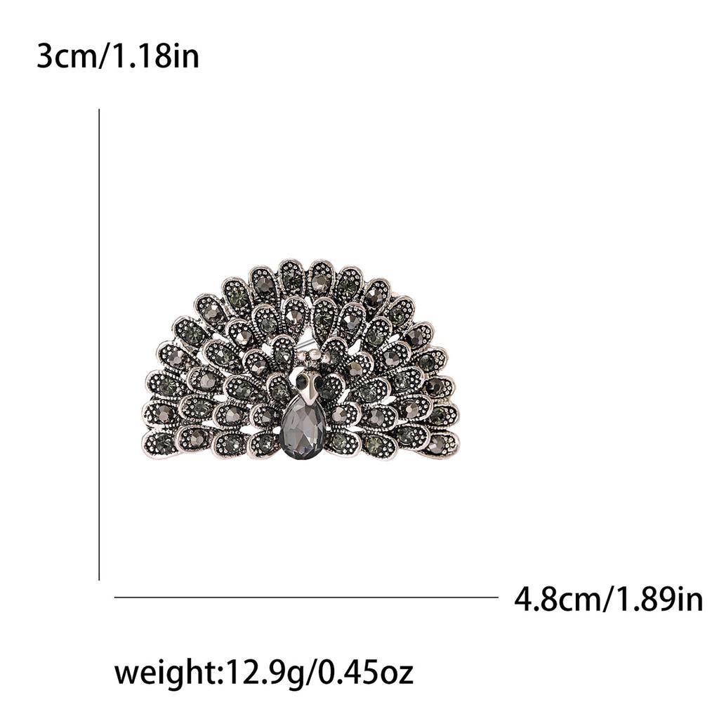 Fashion Retro Corsage Accessories, Full Diamond Peacock Screen Brooch, Creative Personality Flash Animal Pin