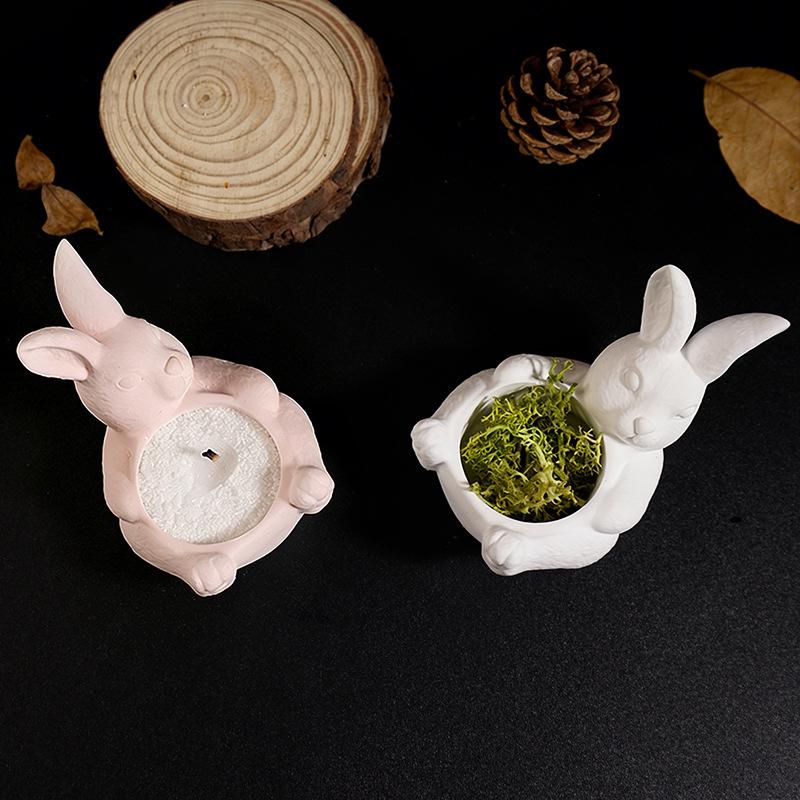 Egg Cup Mold White Eggshell Candle Holder Bunny Egg Tray Festive Easter Bunny Mold For Garden Decoration Party Supplies Home