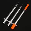 10Pcs 1Ml Disposable Plastic Sterile Insulin Syringe Orange Cap Plastic Liquid Dispenser