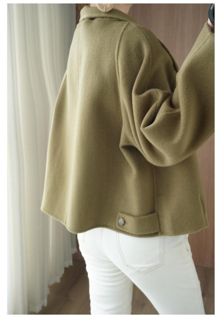 Premium 2025 Petite Double-Sided Wool Tweed Coat for Women - Short Stand Collar Design