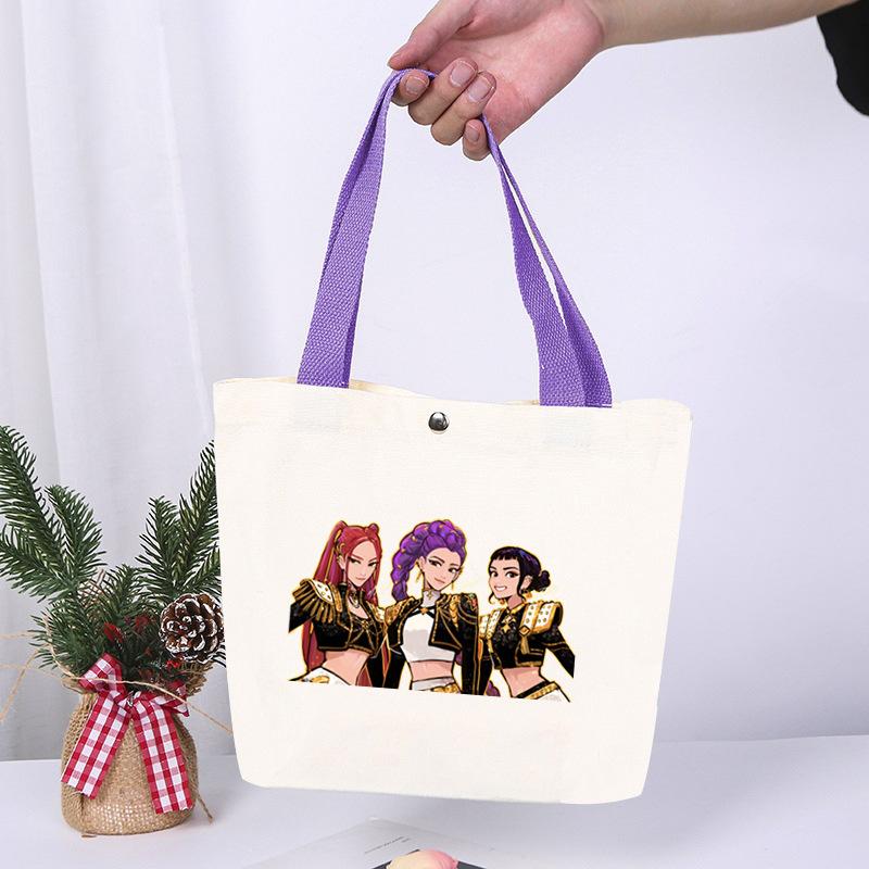 K-Pop Animation Cartoon Printing High Value Fashion Simple Canvas Bag Going Out Portable Shopping Bag Handbag