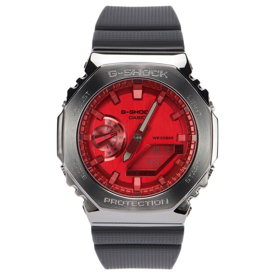 Casio Waterproof Shockproof Sports Watch Quartz Movement Resin Strap Men Watches Red GM-2100B-4APR Regular Watch Box