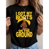 I Got My Boots on The Ground Cartoon Woman Design Ladies Summer White Crew Neck Breathable Short Sleeve Aesthetic Clothes