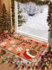 VIKAMA Christmas Gingerbread Man Door Mat Non-Slip Washable Kitchen Bedroom Floor Mat Indoor Outdoor Carpet Home Decoration