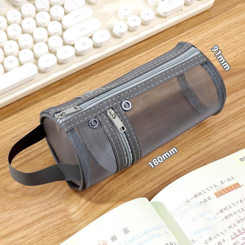 Mesh Dual-Use Makeup Brush Storage Bag Portable Brush Case Simple Large Capacity Brush Bucket Holder Travel Stand-Up Pouch