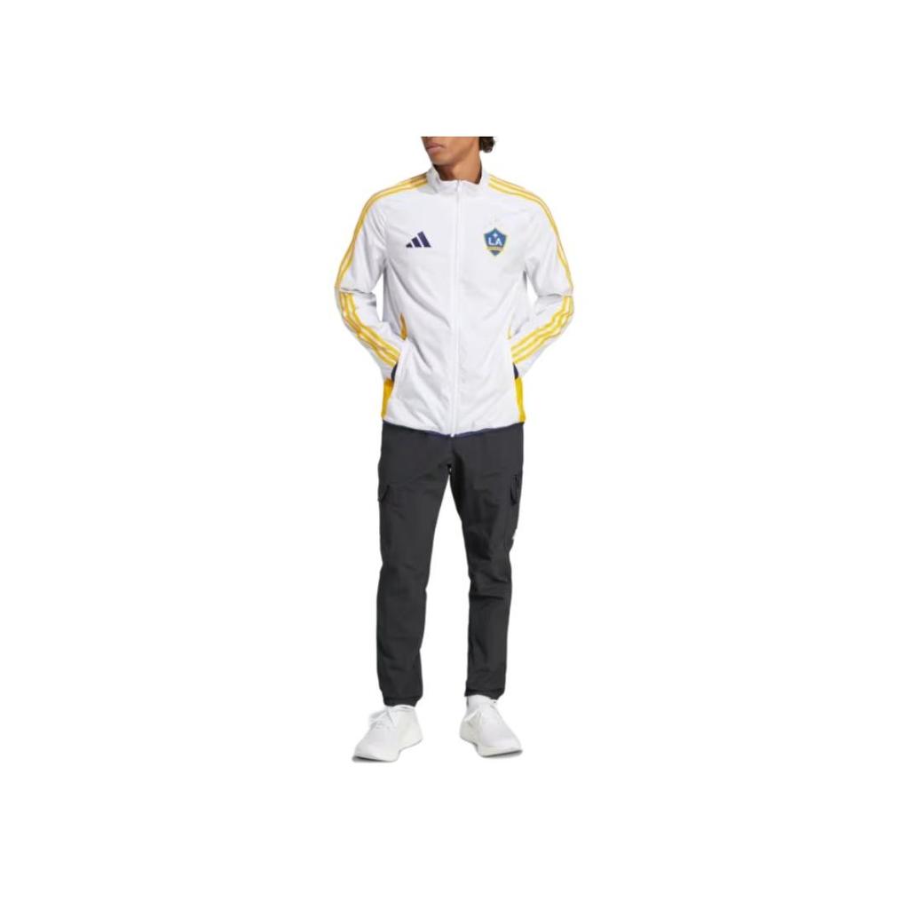 Adidas Los Angeles Galaxy 25-26 Anthem Retro Color Block Striped Reversible Jacket Men Jackets White JE5636