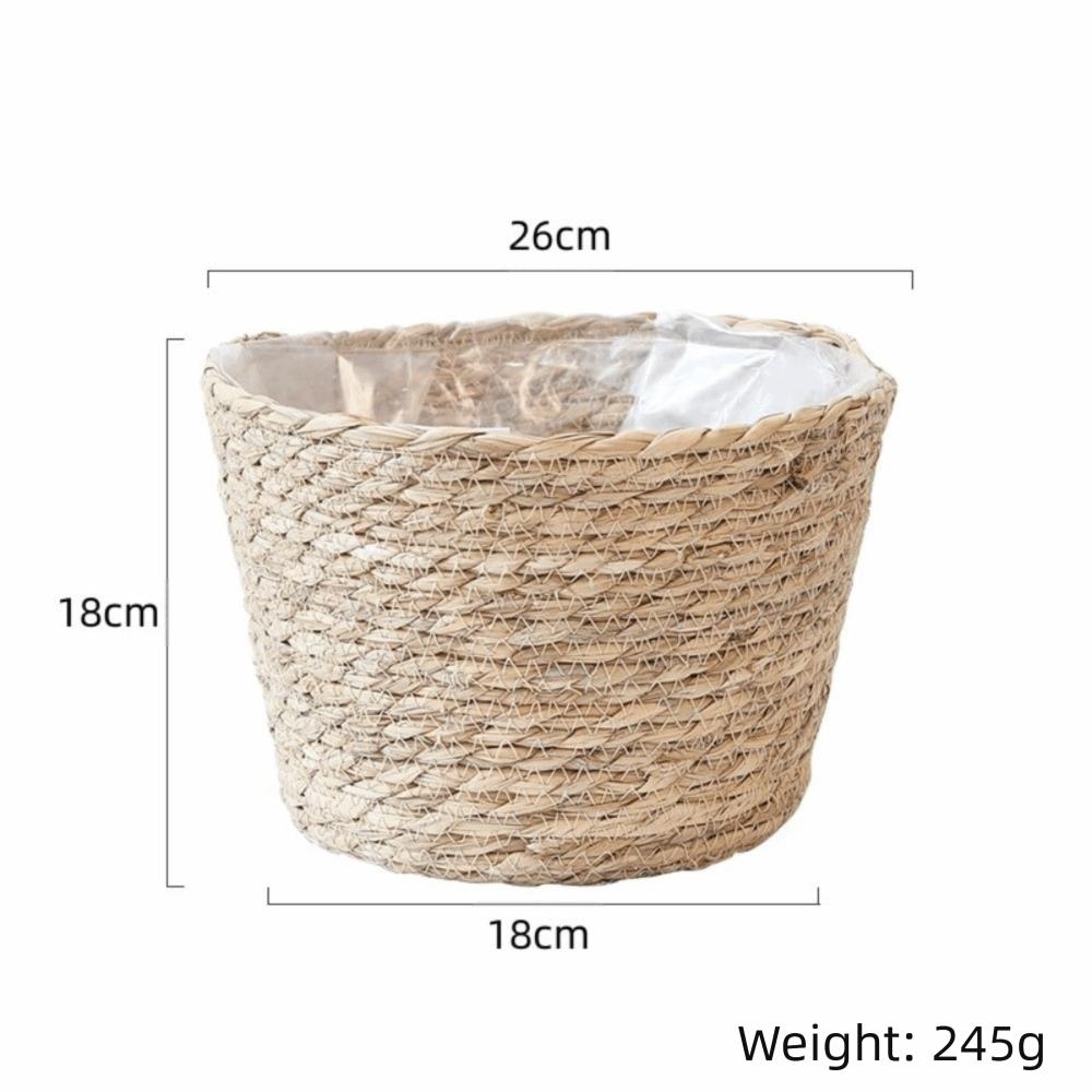 Weaving Straw Flower Basket Storage Function Storage Basket Woven Grass Flower Pot  Garden