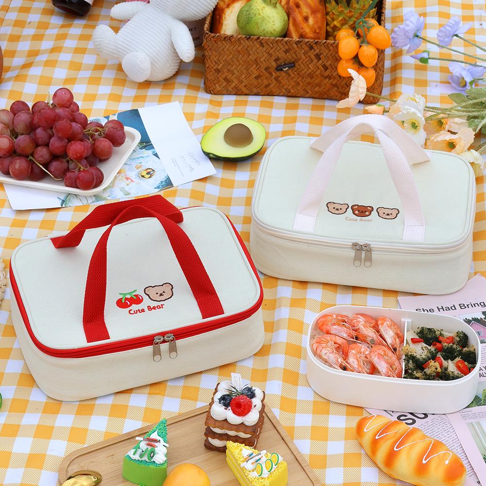 Large Capacity Worker Student Bento Bag Cartoon Lunch Box Bag Aluminum Foil Thickened Insulated Food Box Portable Thermal Bag