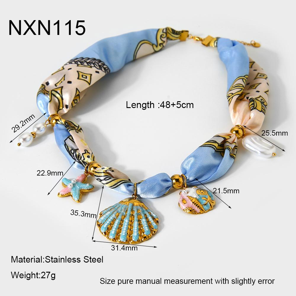 INS Океанское Ожерелье Цветная Эмаль Звезда и Ракушка Подвеска 18K Позолоченная Нержавеющая Сталь Ленточная Цепь Ожерелье для Женщин