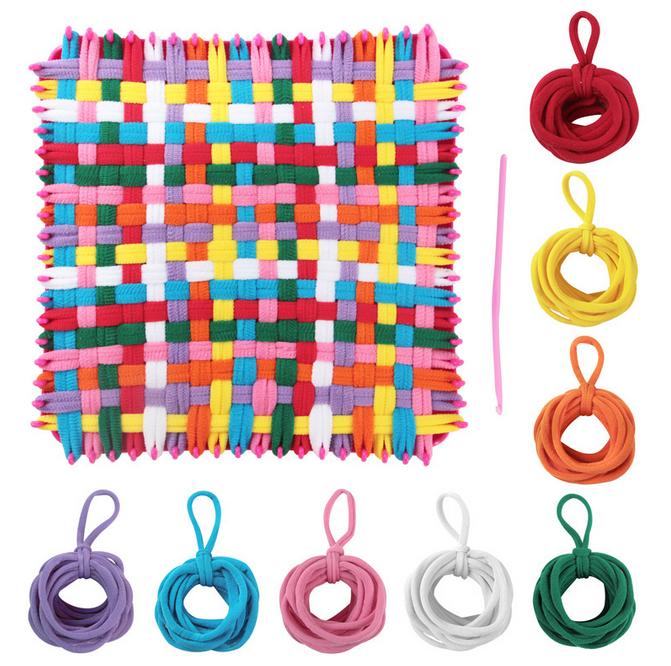 Weaving Loom Kit with Assorted Loops and Plastic Needle for Craft Projects DIY Educational Toy for Kids and Beginners