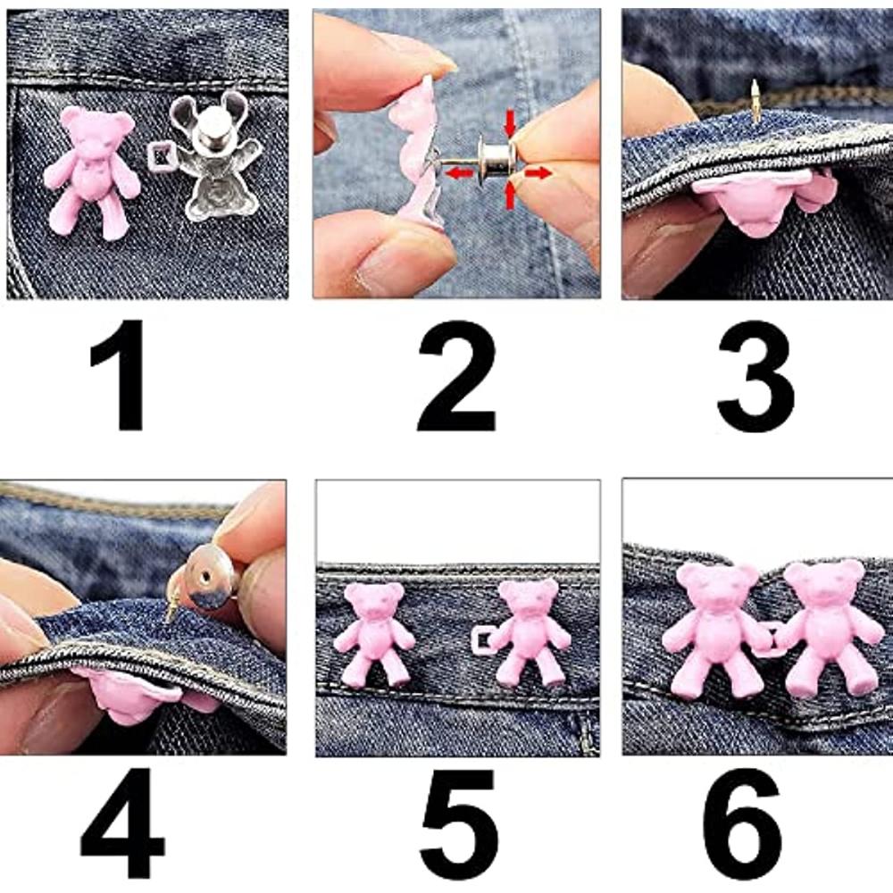 8pcs Fashion Bear Detachable Tighten Waist Button Pin Adjustable Waist Buckle Extender Pin for Skirt Pant