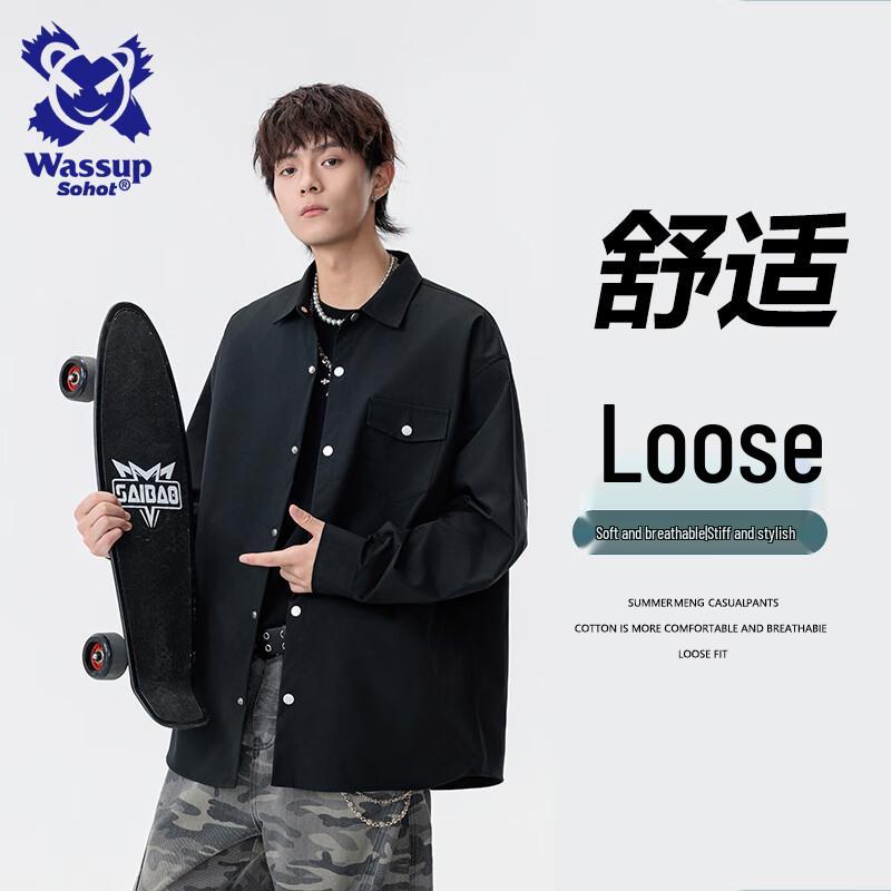 Wassup Sohot Men s Fashion Lapel Shirt Jacket XL