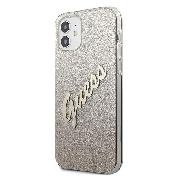 Guess Guhcp12Spcuglsgo Iphone 12 Mini5,4 Złoty/Gold Hardcase Glitter Gradient Script