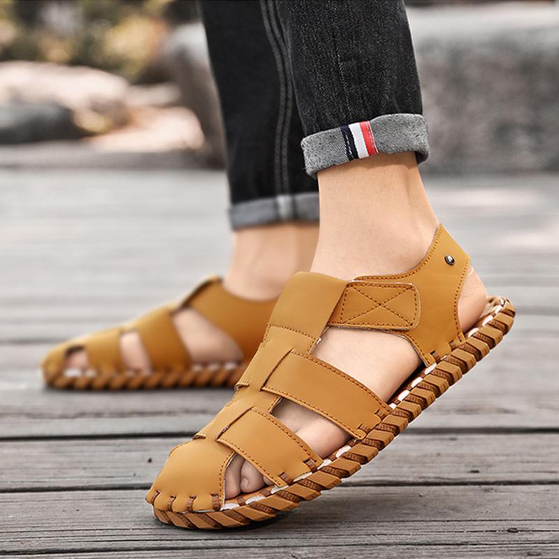 Baotou Sandals, Summer Handmade Flat Bottomed Sandals, Men's Casual Breathable Beach Shoes