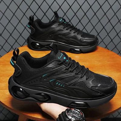 Fashion Mesh Men's Casual Sneakers PU Leather Men Shoes Soft Bottom Outdoor Sneakers for Man Height Increasing Breathable Running Shoes