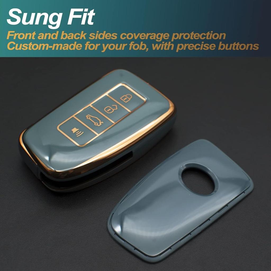 FEYOUN Key Fob Cover Compatible with Lexus RX ES GS LS NX RS GX LX RC LC is Smart 4 Buttons TPU Remote Keyless Key Fob Case Protection Shell