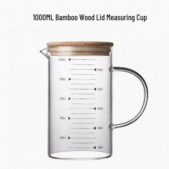 High-Temperature Resistant Glass Measuring Cup with Handle, for Baking, Milk, Juice, or Water.