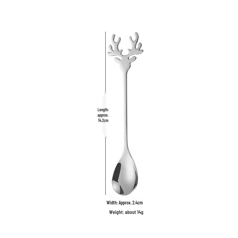 Creative Elk Spoon, 304 Stainless Steel Coffee & Dessert Spoon, Christmas Gift
