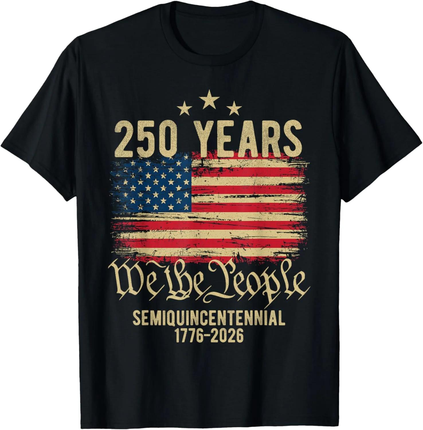 

250 Years American Flag We the People Semiquincentennial Men s Cotton T-Shirt - Men s Summer Cotton Graphic Tee S разноцветный