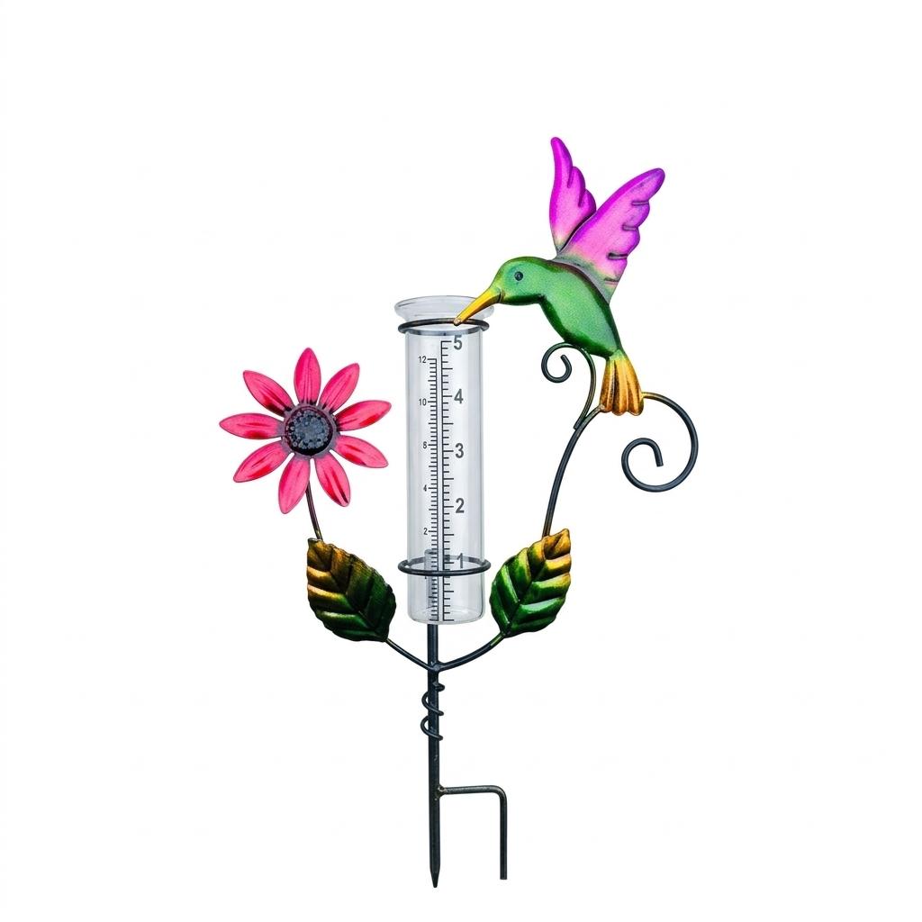 

Outdoor Metal Rain Gauge Butterfly Decoration For Garden Yard Measurement Tool With Dragonfly Pattern Weather Resistant