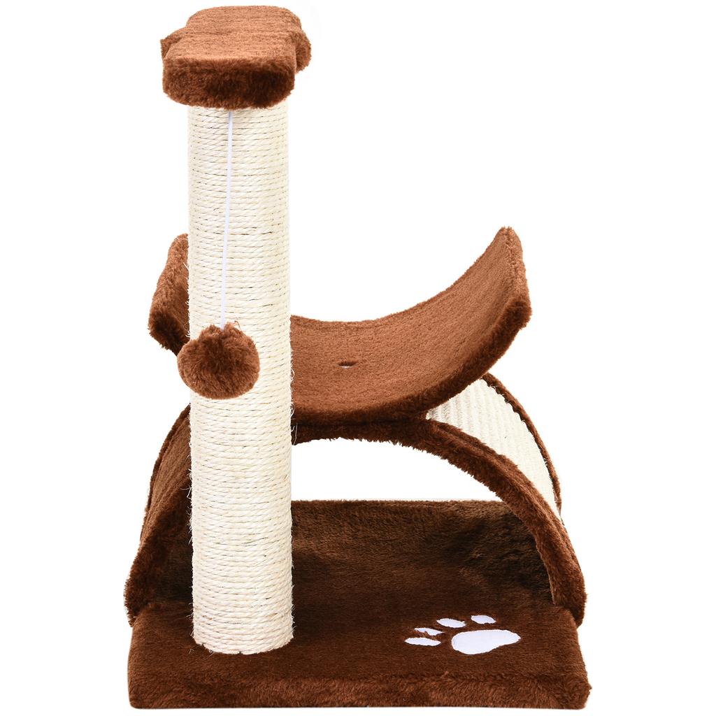 Cat Tree, Cat Tower for Kittens with Rotatable Top Bar, Sisal Scratching Post, Tunnel, Dangling Balls - Brown