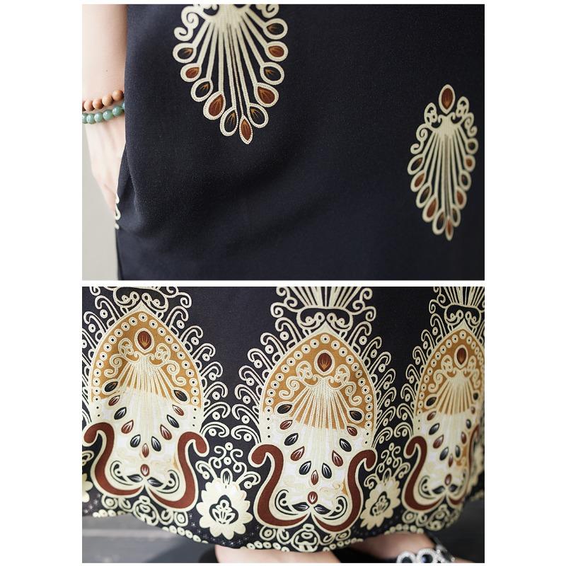 Dimanaf 2024 nadměrně velké šaty letní ženy vintage styl dovolená s výstřihem do V krátký rukáv volný nové české dlouhé šaty