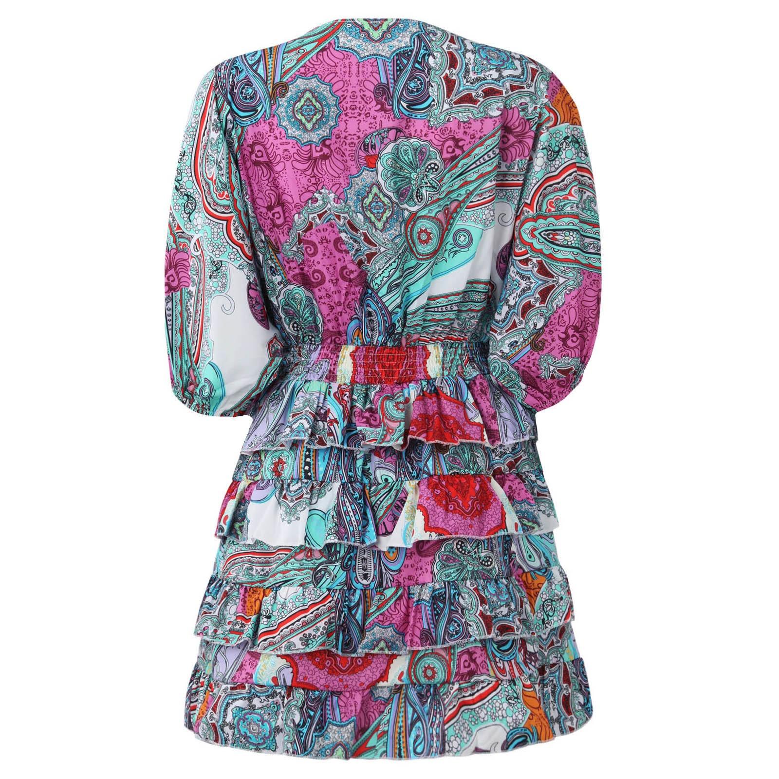 Женское модное платье с v-образным вырезом и принтом подол — фото 5