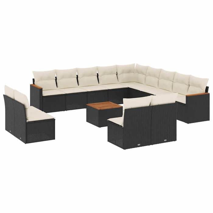 VidaXL Garden Lounge Set with Cushions 14 Pcs, Patio Sofas, Patio Furniture Set, Outdoor Furniture, Black 3258892