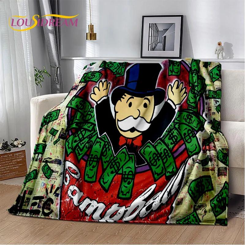 Games Dollar Monopoly Cartoon Money Soft Blankets,Keep Warm Throw Blanket Comfortable Blanket for Picnic Beds Sofa Home Bedroom