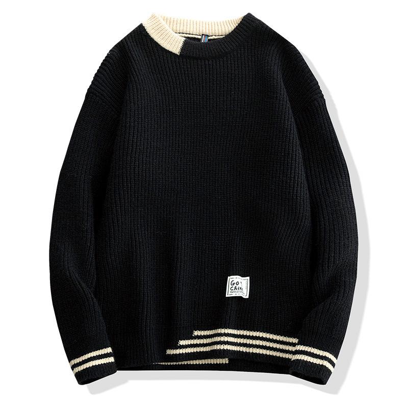 Autumn and Winter Sweater Men's Ins Japanese Trend Thickened Bottoming Shirt Men's Loose Crew Neck Knitted Sweater