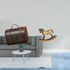 Vintage Wooden Jewelry Box Organizer Treasure Chest with Rocking Horse Figurine Rustic Home Decor