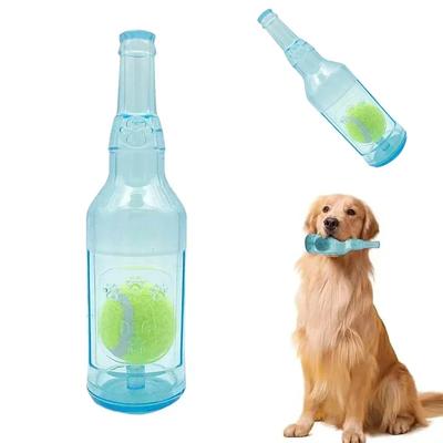 Pet Dog Noise Chewing Toy Beer Bottle with Tennis Ball Dog Toy Squeak Pet Toy Dogs Fun Toys Puzzle Toys