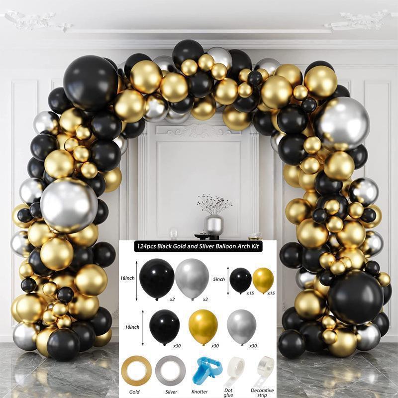 Balloon Set Black Gold New Year Arrangement Balloon Chain Birthday Party Wedding Decoration Arch Latex Material