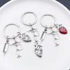 Antique Silver Medical Series Keychain: Syringe, Stethoscope, Heart, Ambulance, and ECG Zinc Alloy Pendant