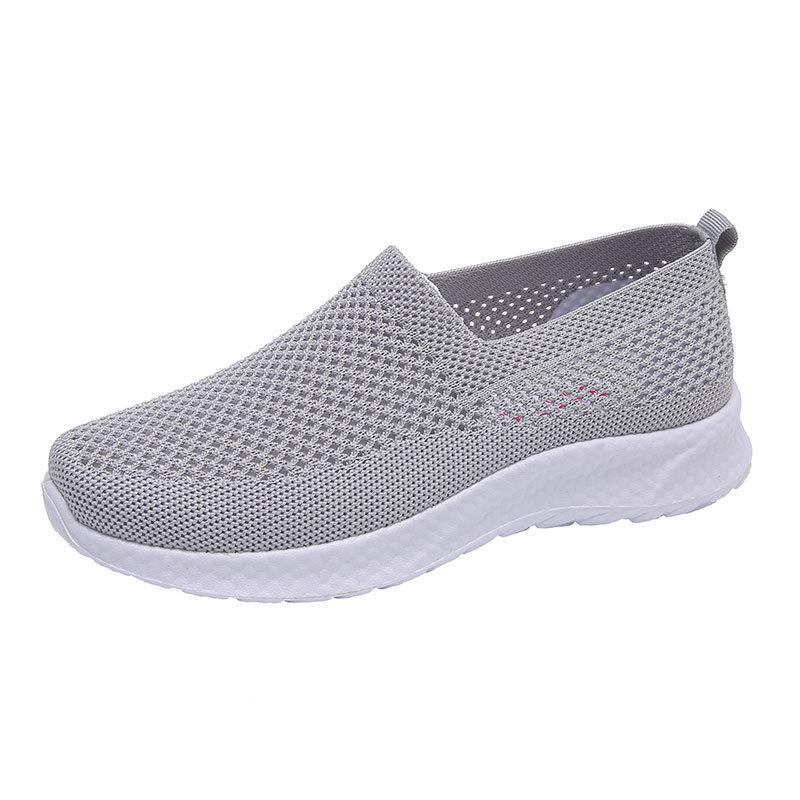 Knitted women's shoes summer hollow mesh mother shoes one pedal shallow mouth flat shoes non-slip lazy shoes