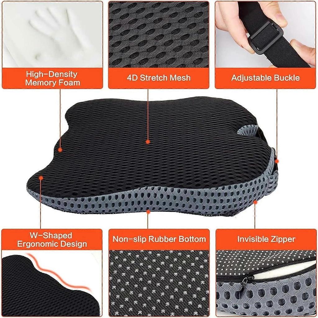 Chair Seat Cushion Memory Foam For Back Pain Coccyx Orthopedic Support Tailbone Sciatica Grey Car Office Chair Wheelchair