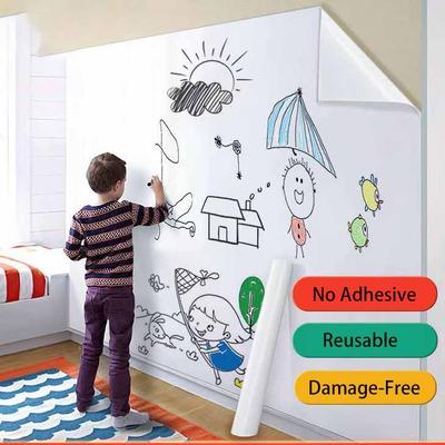 Autocollant mural statique pour tableau blanc, amovible, réutilisable, effaçable à sec, pour enfants, dessin, gribouillage, enseignement, fournitures de bureau, sans adhésif, sans dommage