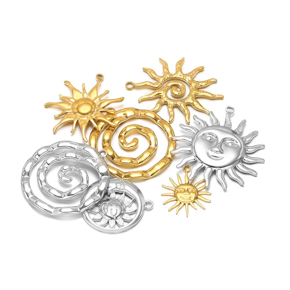 5Pcs Stainless Steel Multistyle Sun Charms Flower Pendants for DIY Retro Jewelry Making Handmade Necklace Earrings Findings Bulk