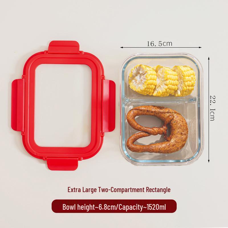 High Borosilicate Glass Lunch Box - Office Worker Bento Box with Fresh-Keeping Seal