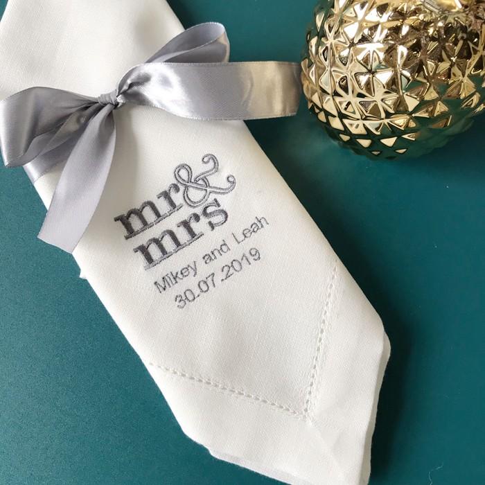 100% Pure Linen Fabric Cocktail Table Napkin with Hemstitch Embroidery Monogrammed for Wedding Party Anniversary Celebration белый