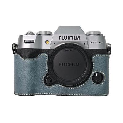 Litchi Pattern PU Leather Camera Half Case for Fujifilm XT50 Fuji X-T50 Bottom Battery Opening Magnetic Cover