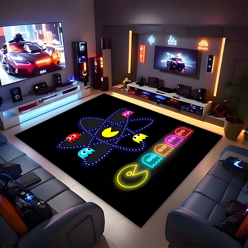 P-PacMan Game Printed Absorbent Washable Carpet, Non-Slip Bathroom Mats, Kitchen Rugs, Yoga Mat,Living Room Entrance, Camping Picnic Rugs