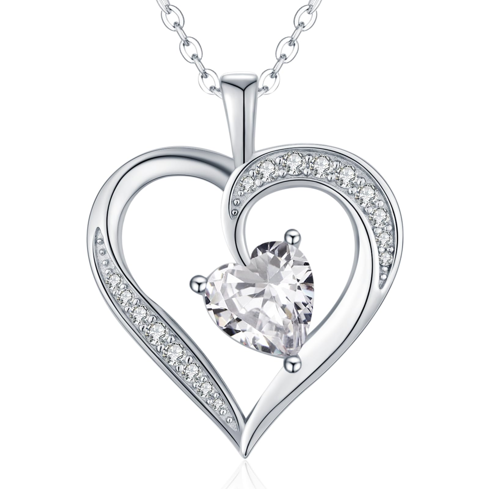 

Heart Necklace for 925 Hypoallergenic to Silver Necklace with Zirconia with Birthday White Entrance Celebration [StoryMidir] Women, Silver, Metals, срібний